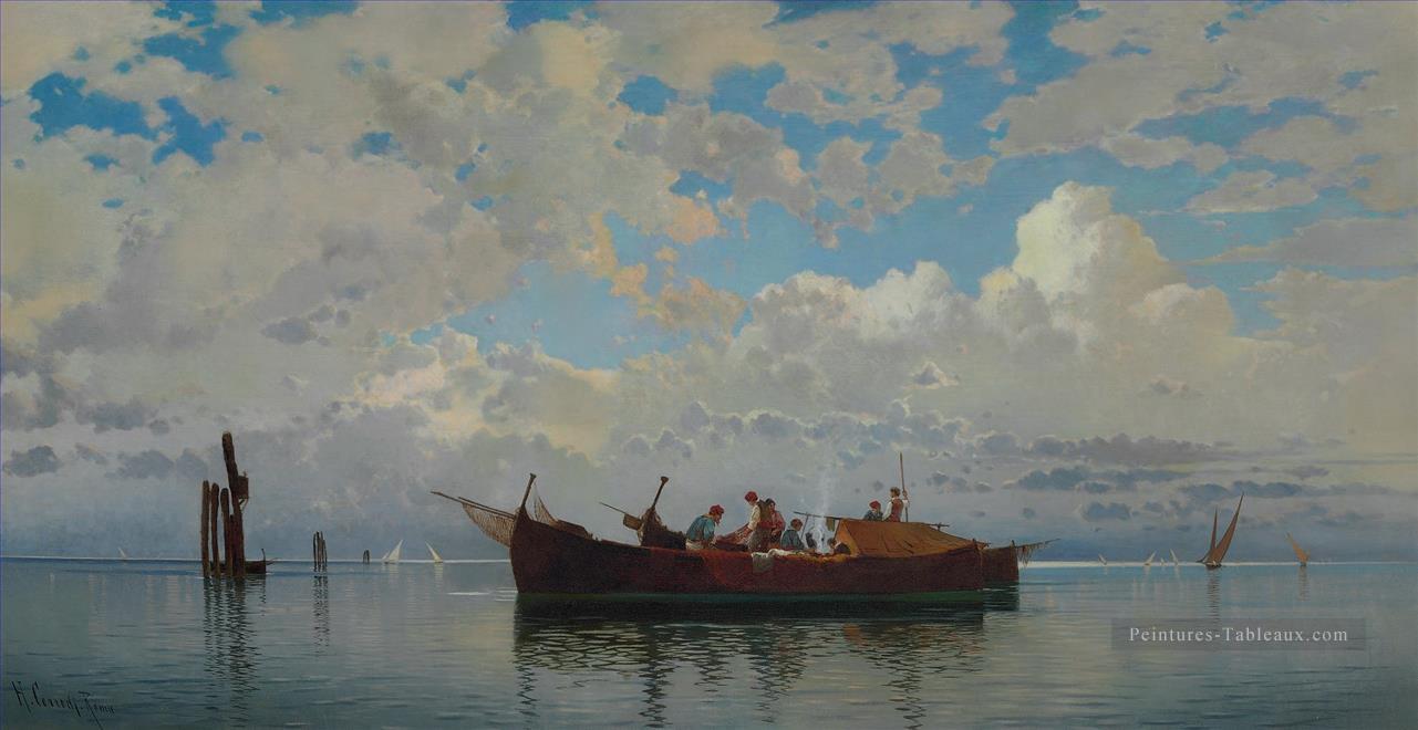 Barche da pesca su una Laguna di Venezia Hermann David Salomon Corrodi paysage orientaliste Peintures à l'huile